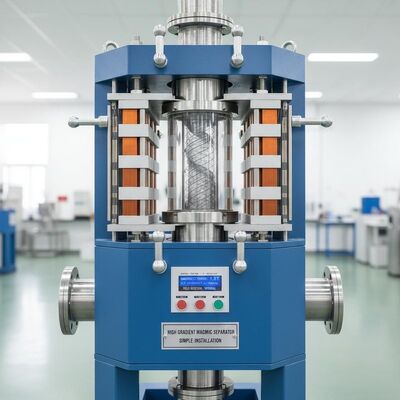 Separatore magnetico ad alto gradiente con direzione del campo magnetico verticale, di semplice installazione e di elevata resistenza magnetica per la separazione