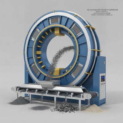 Separatore magnetico secco per raffreddamento dell'olio configurazione circolare Perfetta per la classificazione delle particelle magnetiche in miniera e riciclaggio