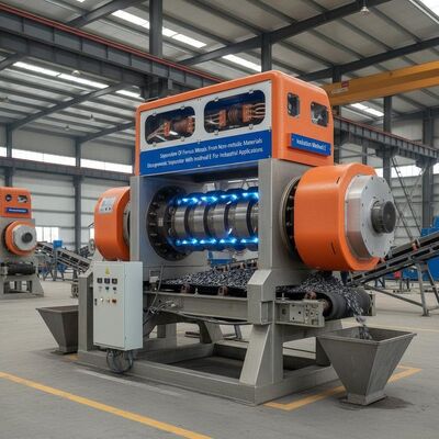 Separazione di metalli ferrosi da materiali non metallici Separatore elettromagnetico con metodo di isolamento E per applicazioni industriali