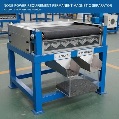 Separatore magnetico permanente senza requisiti di alimentazione che implementa un metodo automatico di rimozione del ferro per fornire la rimozione del ferro