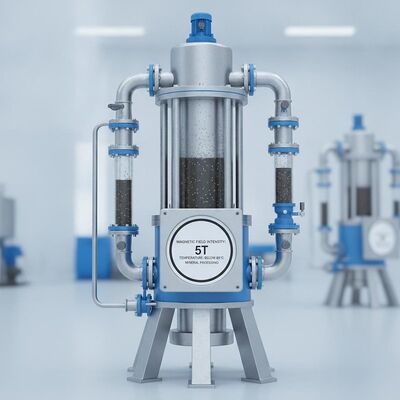 Forma strutturale verticale Separatore magnetico umido Intensità del campo magnetico 5T Temperatura inferiore a 60 gradi Per la lavorazione dei minerali